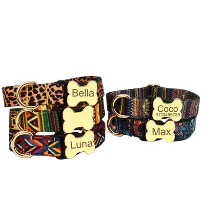 EthnoCharm Custom Engraved Dog Collar & Leash Set – Personalized with Nameplate
