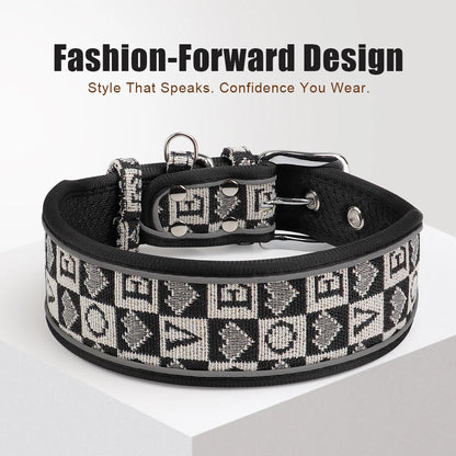 Reflective Wide Dog Collar - Durable & Adjustable for Medium to Large Breeds