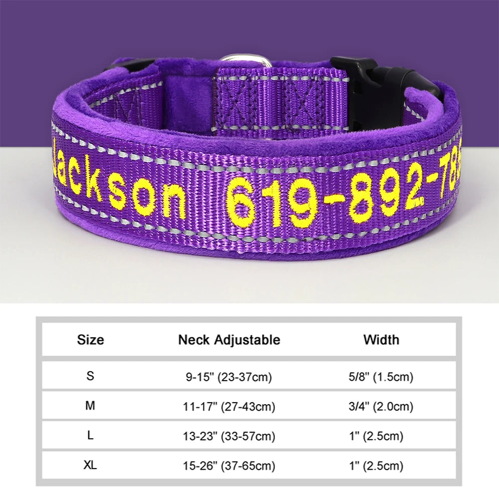 GuardGlow Personalized Embroidered Reflective Dog Collar – Premium Padded Night Safety for All Breeds