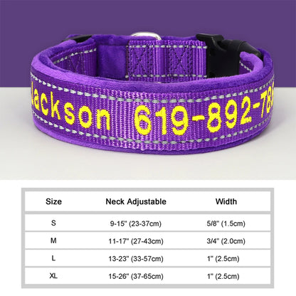 GuardGlow Personalized Embroidered Reflective Dog Collar – Premium Padded Night Safety for All Breeds