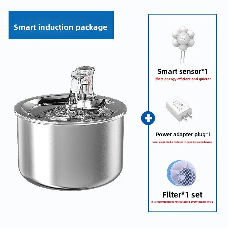 Stainless Steel Pet Water Fountain with Circulating Flow