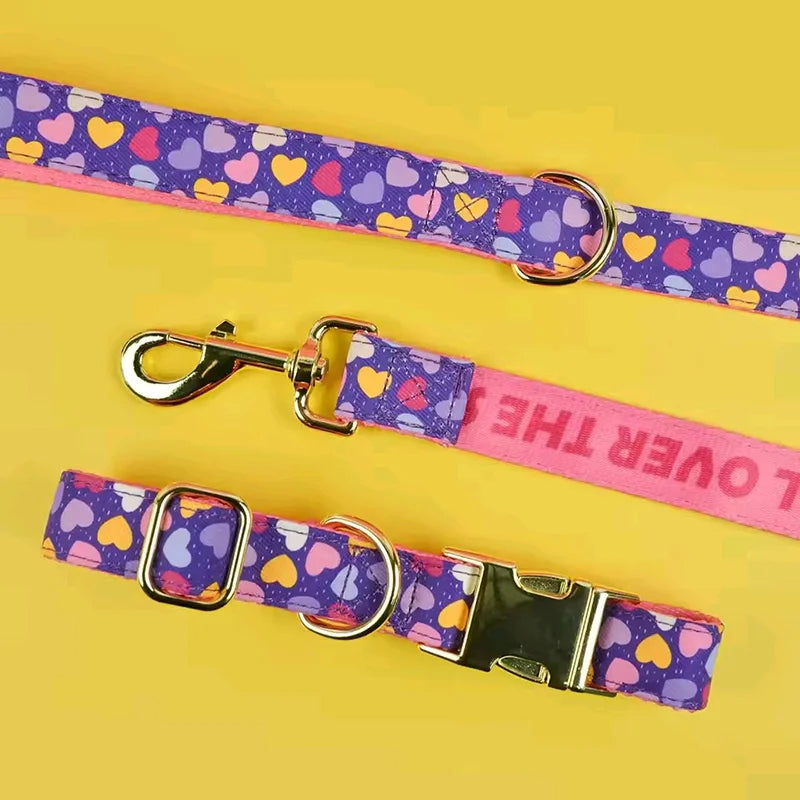 Vibrant Paws Luxury Double-Sided Collar & Leash Set – Adjustable and Colorful for All Dogs