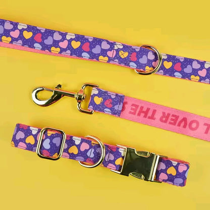 Vibrant Paws Luxury Double-Sided Collar & Leash Set – Adjustable and Colorful for All Dogs
