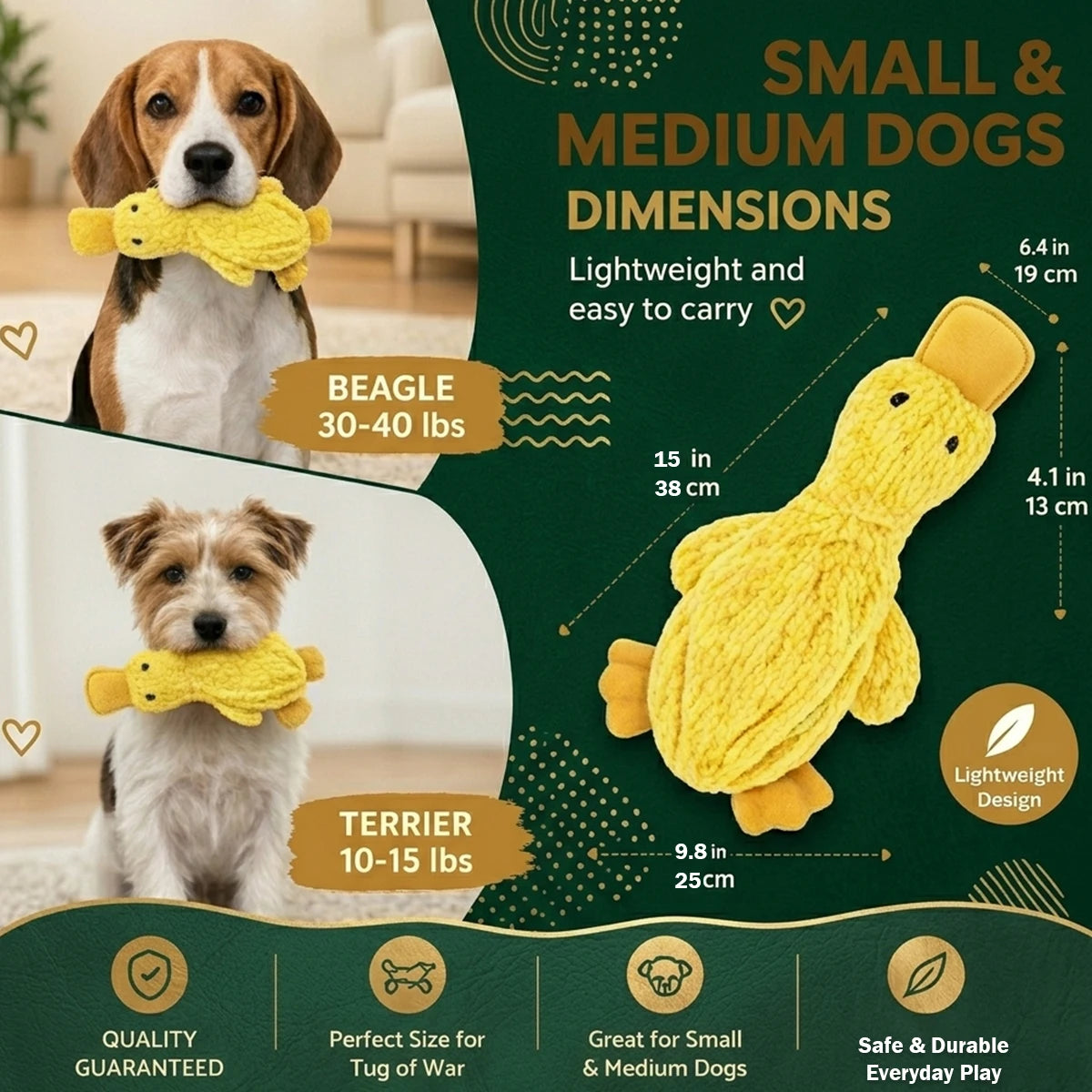 QuackBuddy Squeaky Duck Plush Toy – Interactive Teeth Grinding & Boredom Relief Companion