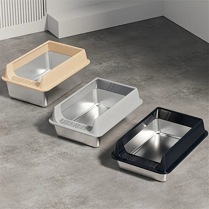 CleanSplash Stainless Steel Litter Box – Odor-Resistant, Leak-Proof & High-Sided Design