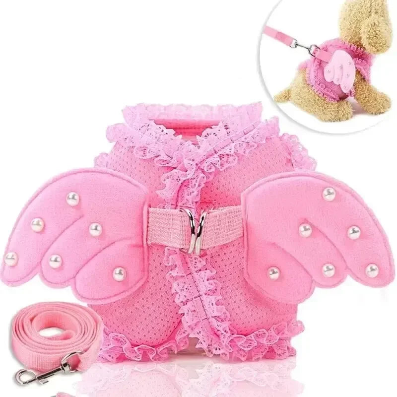 AngelWings Whimsical No-Pull Harness & Leash Set – Soft Breathable Walking Belt for Toy and Small Breeds