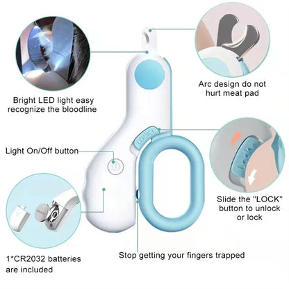 PawGlow Precision LED Pet Nail Trimmer – Safe & Ergonomic Grooming Clipper with Dual Light Modes