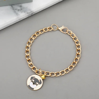 PawChic Gold-Tone Chain Collar – Fashionable Pendant with Bells for Puppies and Cats