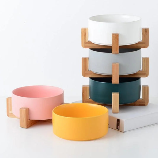 Ceramic Pet Bowl Cat Dogs Feeding Matted Elevated Dog Bowl Double Bowls Pet Food Water Feeder Wholesale Pet Manufacturer