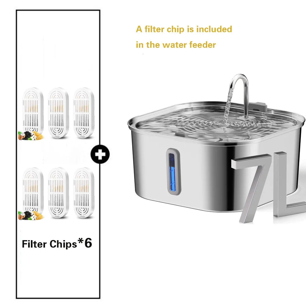 AquaFlow Stainless Steel Pet Water Fountain – Silent Hydration for Cats & Dogs