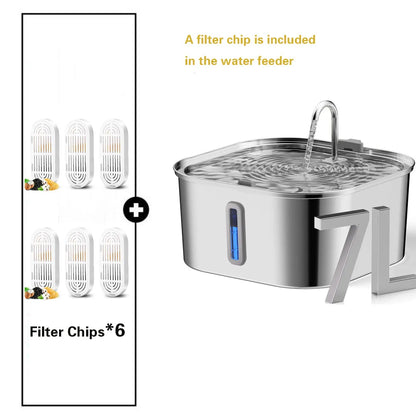 AquaFlow Stainless Steel Pet Water Fountain – Silent Hydration for Cats & Dogs