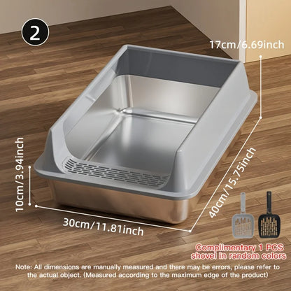 CleanSplash Stainless Steel Litter Box – Odor-Resistant, Leak-Proof & High-Sided Design