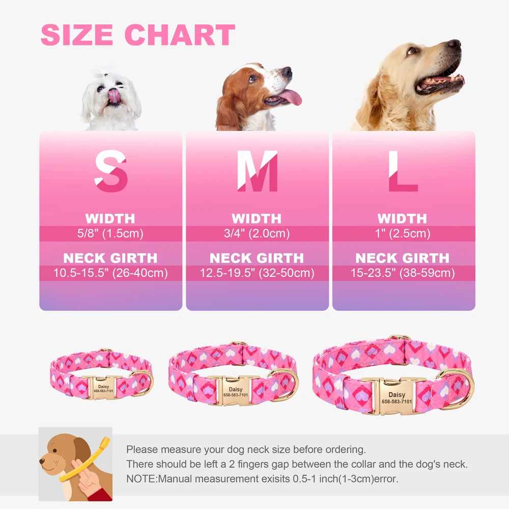 BlossomBuzz Personalized Nylon Dog Collar – Floral & Bee Print with Custom Pet ID