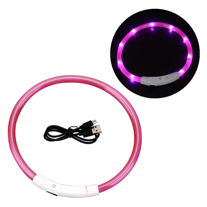 NightGlow USB Rechargeable LED Safety Collar – High-Visibility Cut-to-Fit Loss Prevention Collar