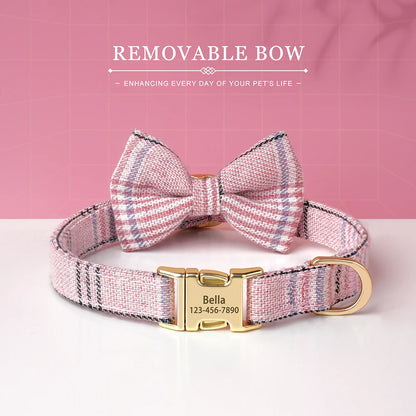 BowtieCharm Personalized Dog & Cat Collar – Custom Engraved Nameplate for Small and Toy Breeds