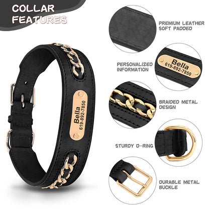 LuxeLeather Custom Dog Collar – Personalized ID Tag for All Breeds