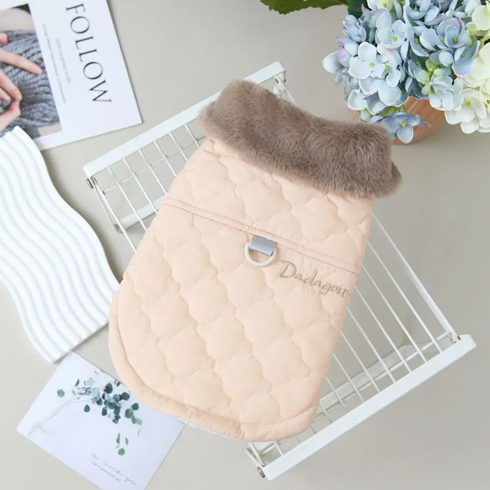 Waterproof Fur Collar Dog Jacket with Warm Fleece Lining