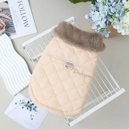Waterproof Fur Collar Dog Jacket with Warm Fleece Lining