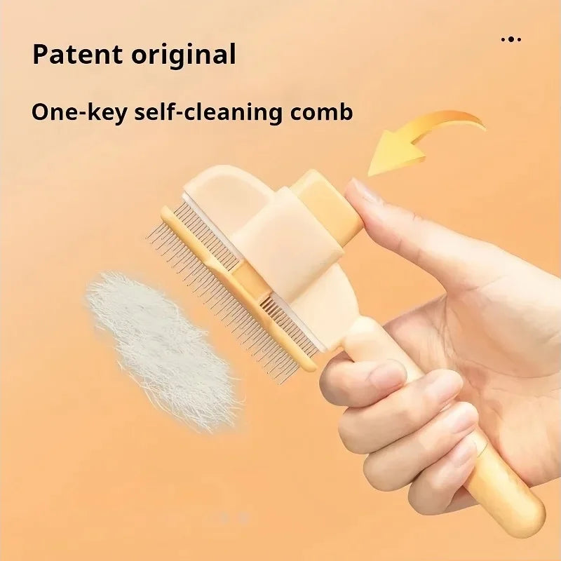 FurGlow Self-Cleaning Grooming Comb – Premium De-Shedding Slicker Brush for Cats and Dogs