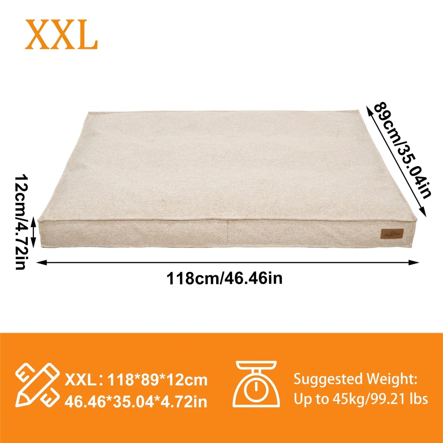 CozyCrate Orthopedic Linen Dog Bed Pad – Ultra-Soft Removable Washable Kennel Mat