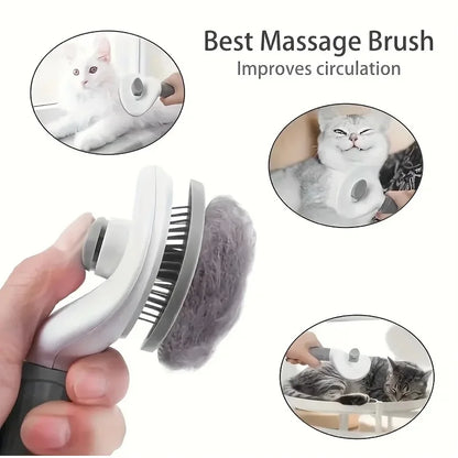 FurGlow Self-Cleaning Grooming Comb – Premium De-Shedding Slicker Brush for Cats and Dogs