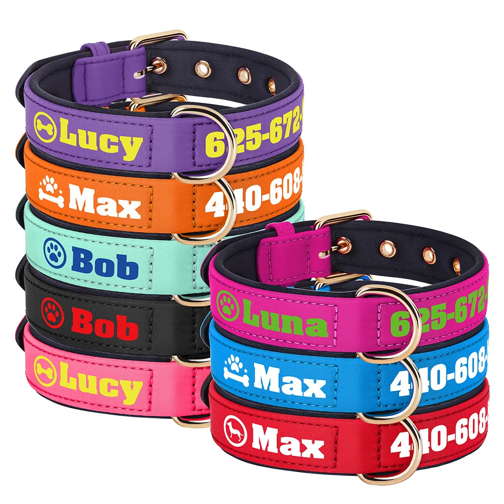 Personalized Breathable Nylon Dog Collar with Soft Padding