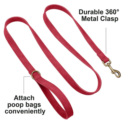 ComfortGrip Premium PU Leather Dog Leash – Heavy-Duty 5ft Walking Lead with 360° Rotatable Hook