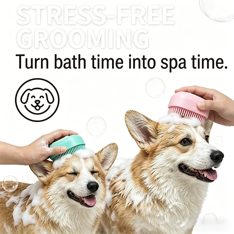 BubbleSpa Silicone Bath Massage Brush – Multifunctional Shampoo-Dispensing Grooming Brush