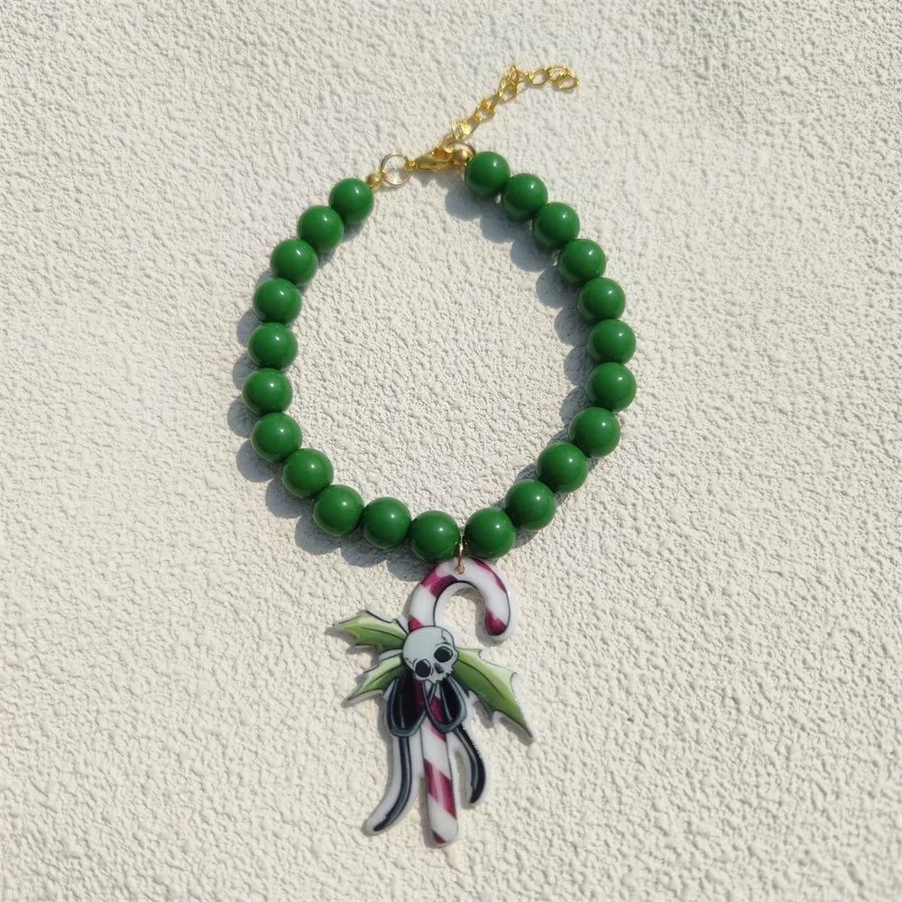 JollyJingle Xmas Beaded Pet Necklace – Festive Holiday Charm Collar
