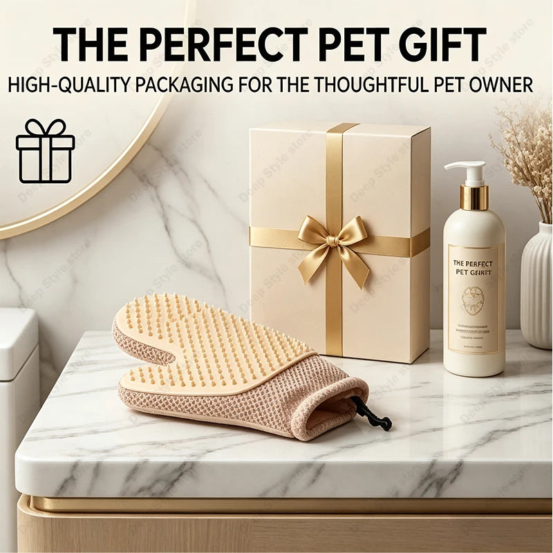 GloveSpa Two-Sided Pet Grooming Glove – Gentle Loose Fur Remover & Massage Tool
