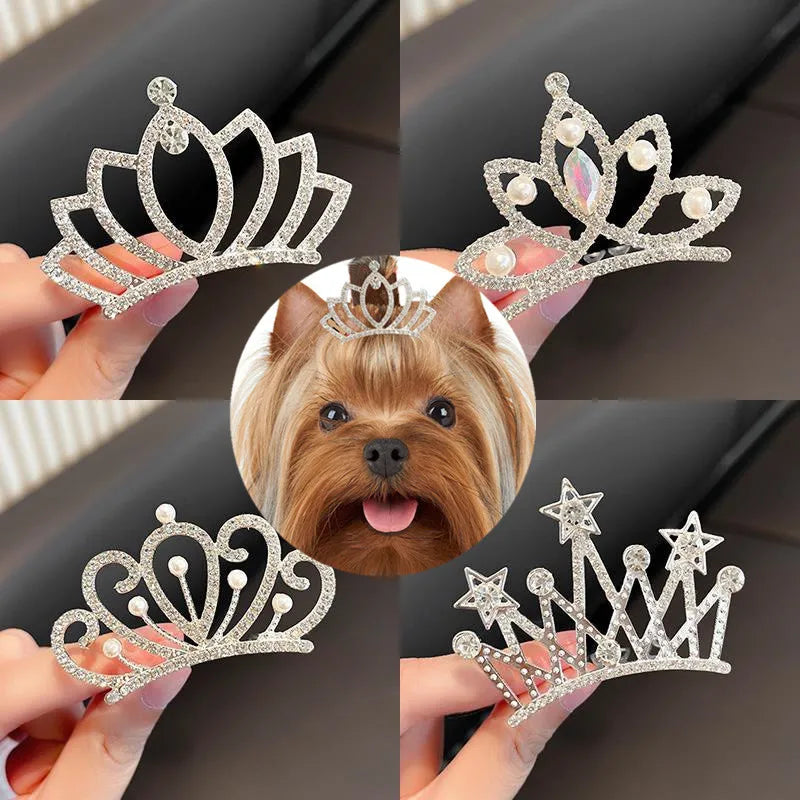 RoyalCrown Pearl & Rhinestone Pet Hair Comb – Luxurious Grooming Accessory