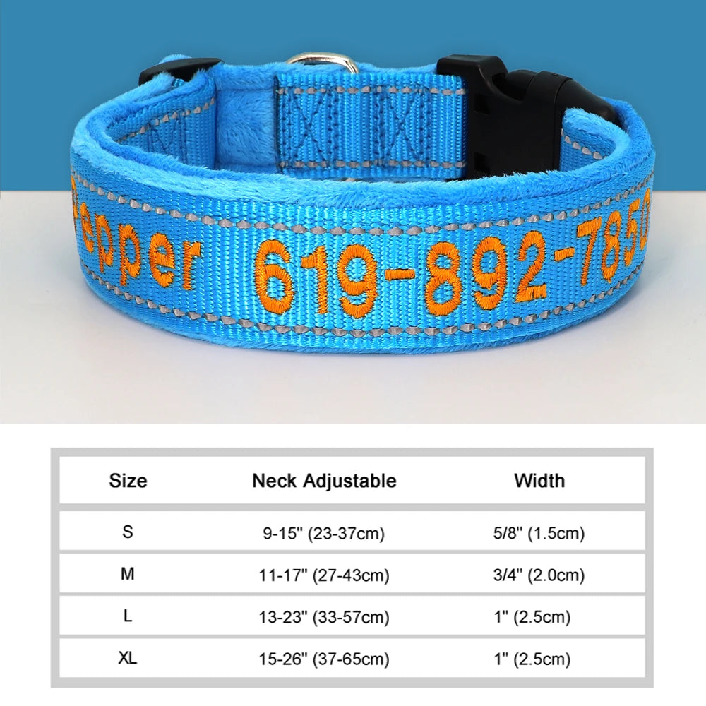 GuardGlow Personalized Embroidered Reflective Dog Collar – Premium Padded Night Safety for All Breeds