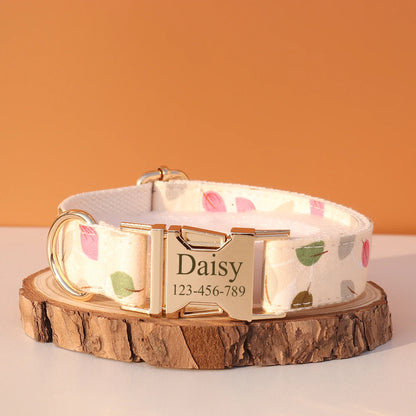 Personalized Dog Collar & Leash Set – Luxury Padded Nylon Walking Essentials with Custom Nameplate
