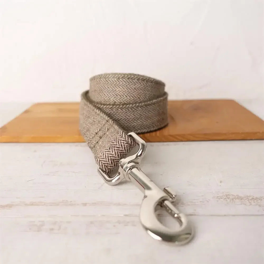 Personalized Plaid Dog Collar & Leash Set with Engraved ID Tag - Style Meets Safety