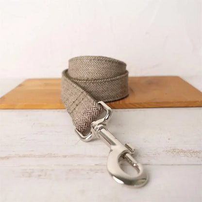 Personalized Plaid Dog Collar & Leash Set with Engraved ID Tag - Style Meets Safety