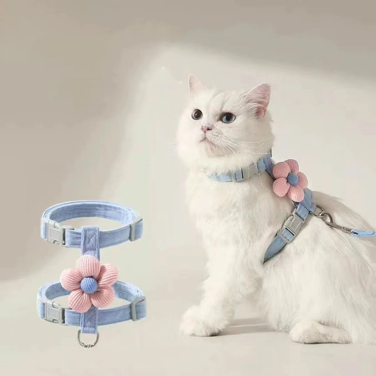 PawBreeze Adjustable Escape-Proof Harness & Leash Set – Breathable Comfort for Cats and Small Dogs