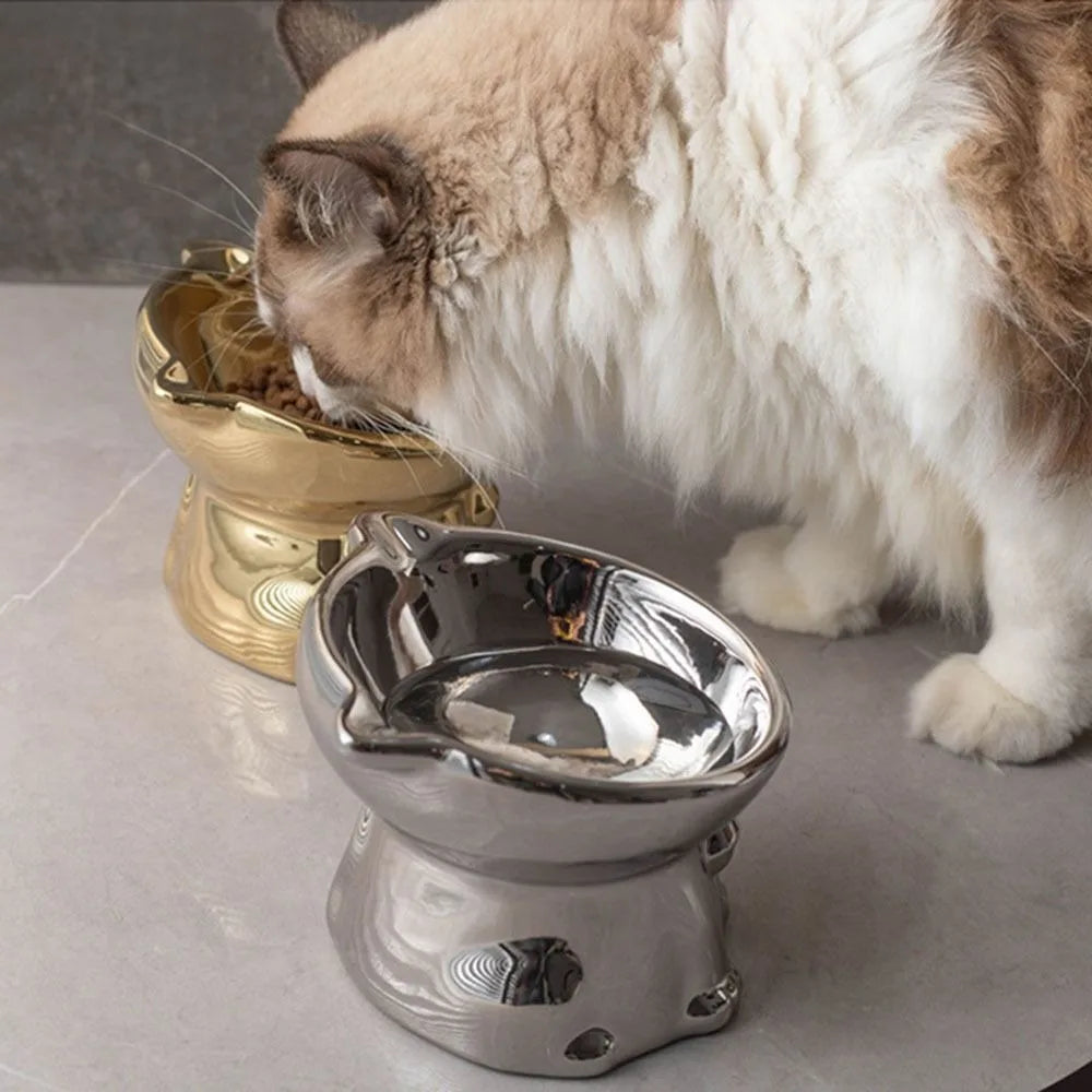 WhiskerDine Ergonomic Ceramic Pet Bowl – Elevated Anti-Spill Feeder for Neck Protection
