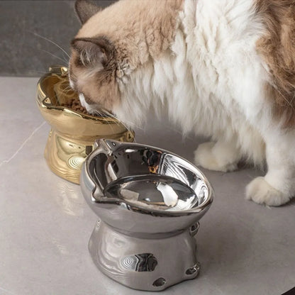WhiskerDine Ergonomic Ceramic Pet Bowl – Elevated Anti-Spill Feeder for Neck Protection