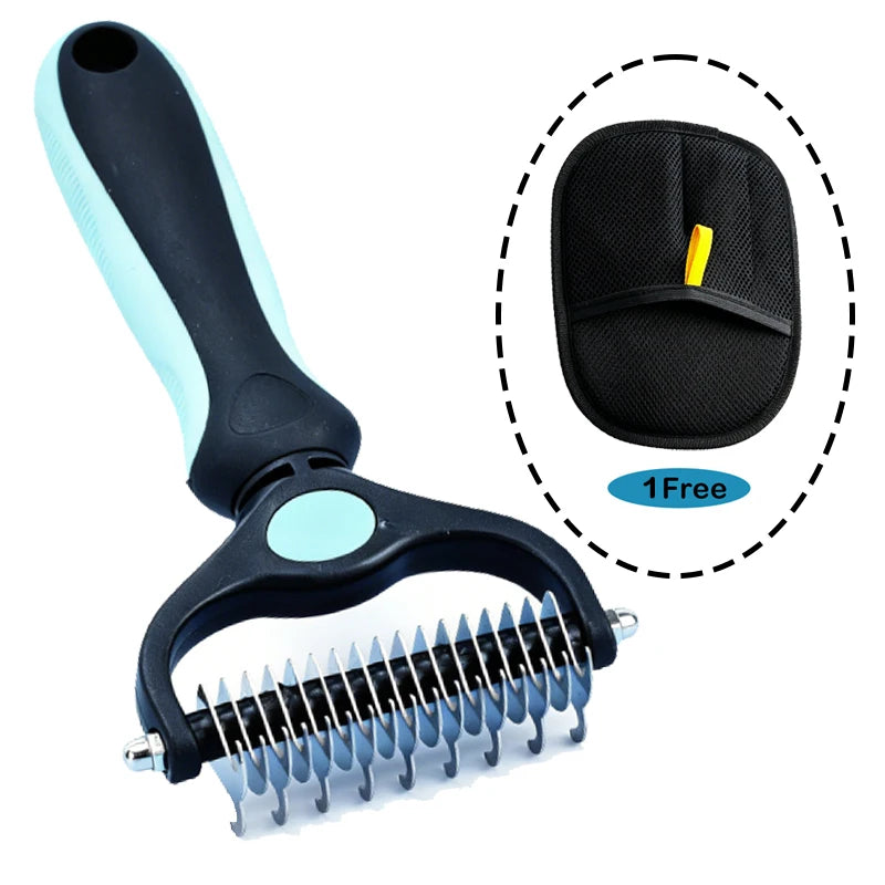 Dual-Action Pet Grooming Comb – Professional Stainless Steel Detangler & Undercoat Tool