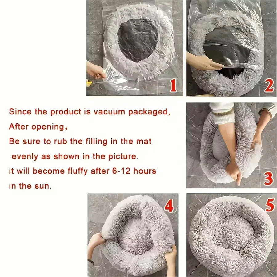 Dreamy Donut Plush Pet Bed - Ultimate Comfort for Cats & Small Dogs - Barking Meows
