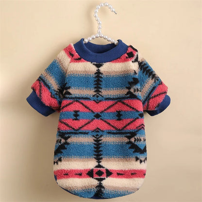 HeritageWarm Retro Ethnic Pet Hoodie – Cozy Autumn/Winter Knit Sweater for Small Dogs and Cats