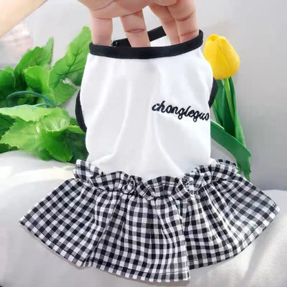 LuxePaws Striped Princess Dress – Chic Summer Vest Skirt for Small Dogs