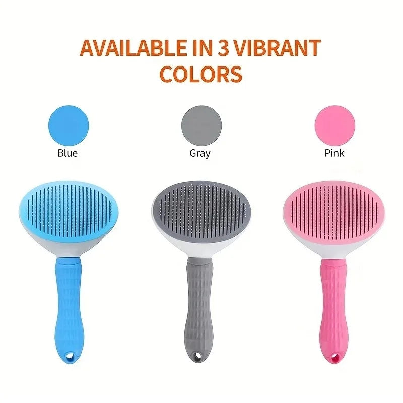 FurGlow Self-Cleaning Grooming Comb – Premium De-Shedding Slicker Brush for Cats and Dogs