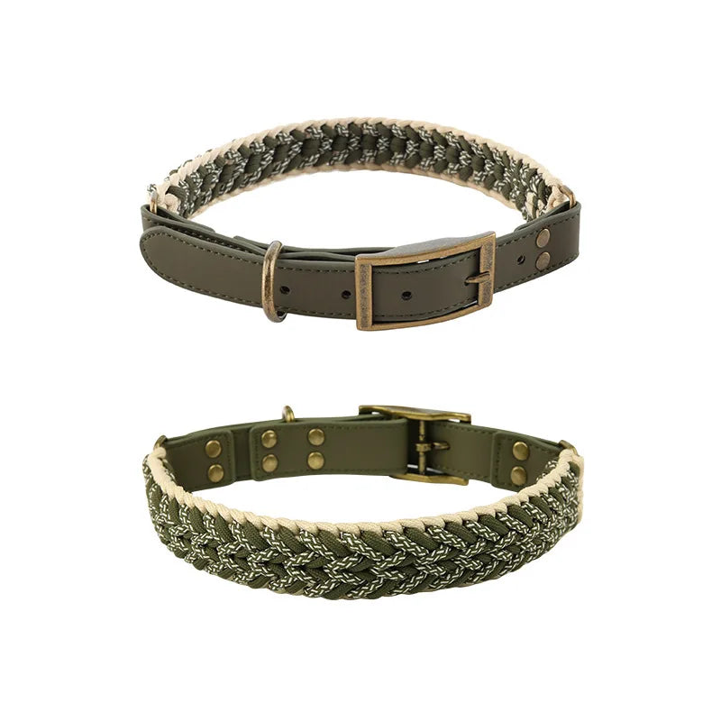 Luxury Hand-Woven Leash or Collar – Heavy-Duty Climbing Rope & Adjustable Leather Walkwear