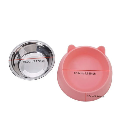 Stainless Steel Cat Bowl with Non-Slip Base – 15° Neck Protection Design