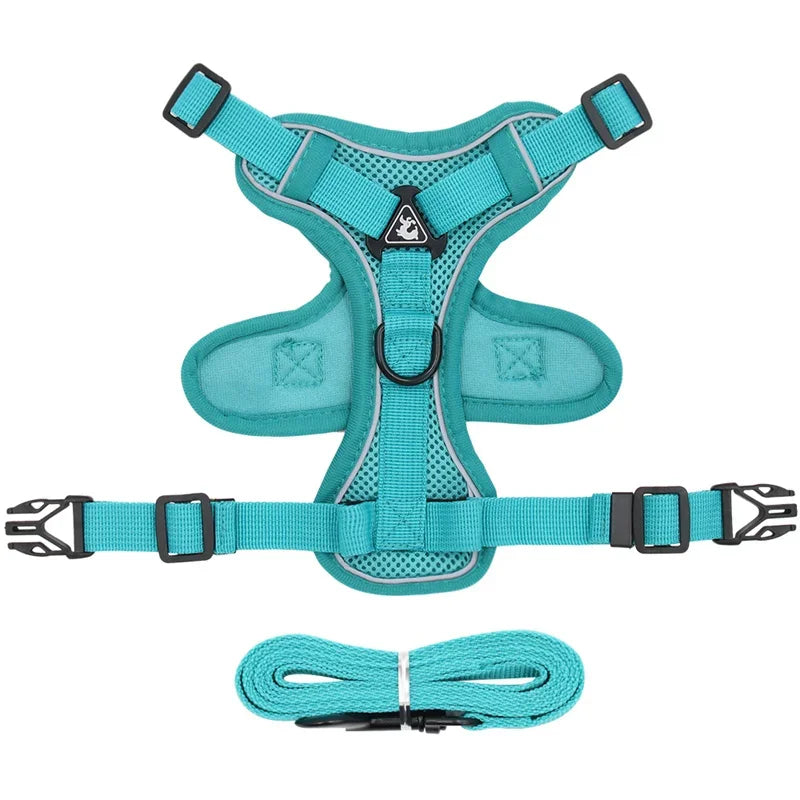 StrutStyle Fashion Reflective Mesh Harness & Leash Set – Premium Padded Outdoor Comfort for Cats and Small Dogs