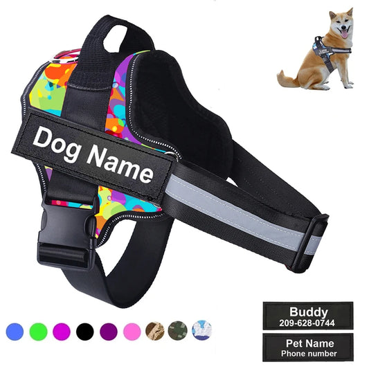 No-Pull Reflective Dog Harness - Custom ID Patch for Safe Outdoor Adventures