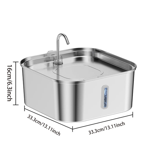 AquaFlow Stainless Steel Pet Water Fountain – Silent Hydration for Cats & Dogs