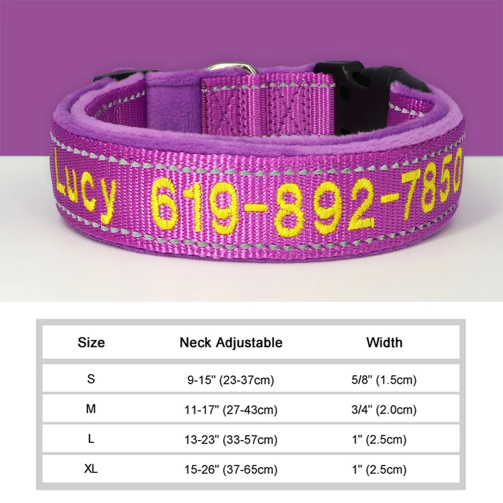 GuardGlow Personalized Embroidered Reflective Dog Collar – Premium Padded Night Safety for All Breeds