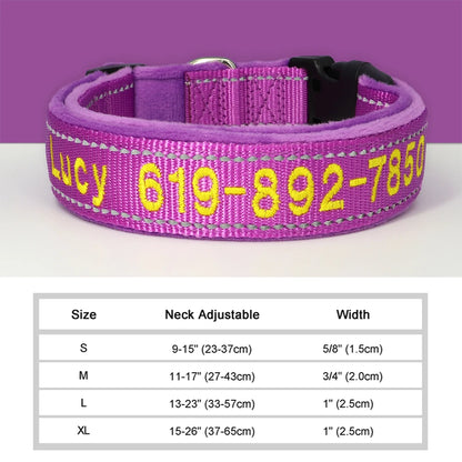 GuardGlow Personalized Embroidered Reflective Dog Collar – Premium Padded Night Safety for All Breeds